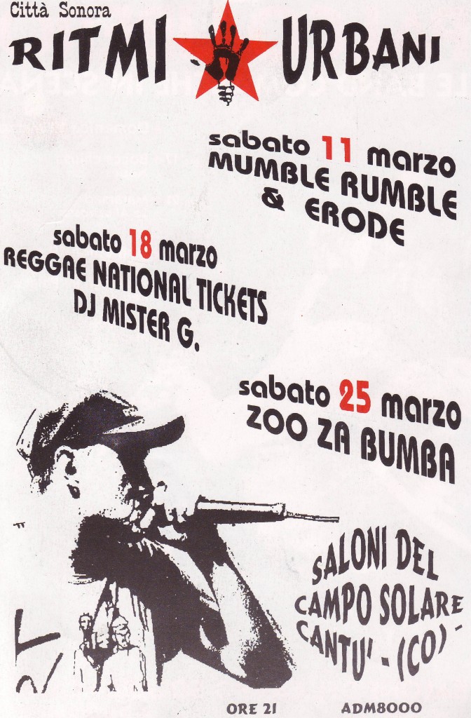 Ritmi Urbani - Mumble Rumble - Erode - Reggae National Tickets - Zoo Za Bumba